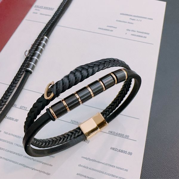 2025 The Fashion Week Classic Mens Brand Bracelet High Quality Cowhide Bracelet New Vintage Fashion Wristband Men And Women Can Wear A Couple Bracelet Rock Punk Style