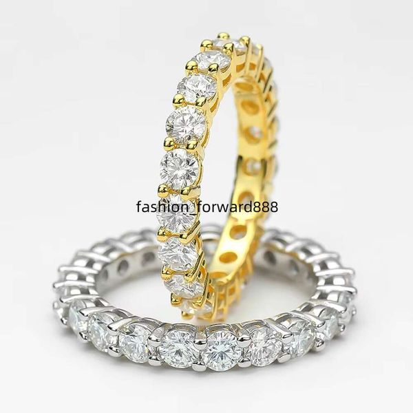 

Cluster Gra Certified Moissanite Dia Ring Sterg Sliver Iced Out Hip Hop Tennis Eternity Band Cuban k Fine Jewelry