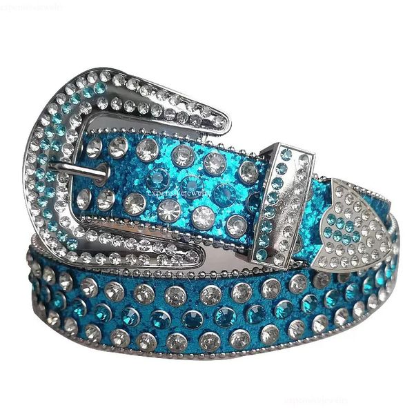 

bb belt Designer Bb Belt Simon b.b.Simon designer belt Bb Needle Buckle Western Diamond Womens Fashion Bead Decorative Punk Jeans Belt D7d, Lake blue hulan
