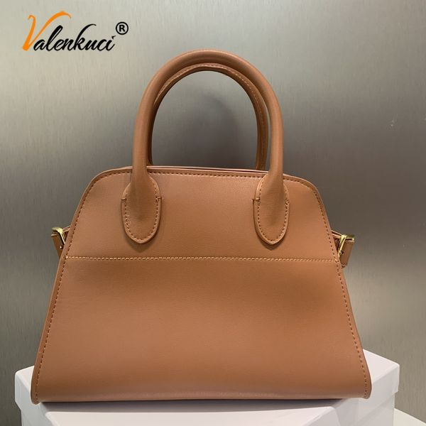 

The R European and American Fashion Top Layer Cowhide Margaux 10 Capacity Tote BagReal Leather Designer Handbag High Quality Large Casual Retro Tote 305-3, Coffceb