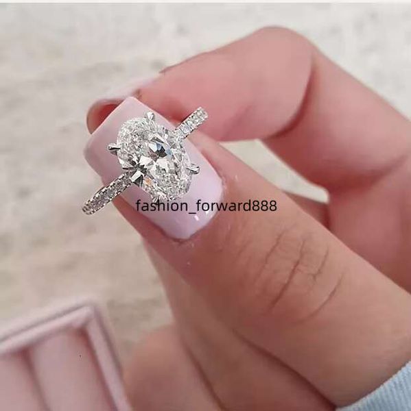 

Female cubic zirconia engagement wedding oval gold-plated pure silver jewelry ring