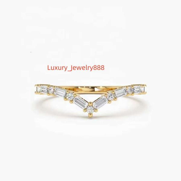 

LOZRUNVE Silver 14k Gold Stick Eternal Chevron Ring Stacking