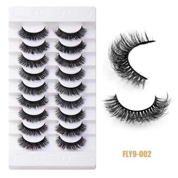 

9 Pairs 3D Faux Mink Lashes Soft Natural Look Thick Fluffy False Eyelashes Wispy Handmade Reusable Full Strip Lashes Extensions for Women Beauty