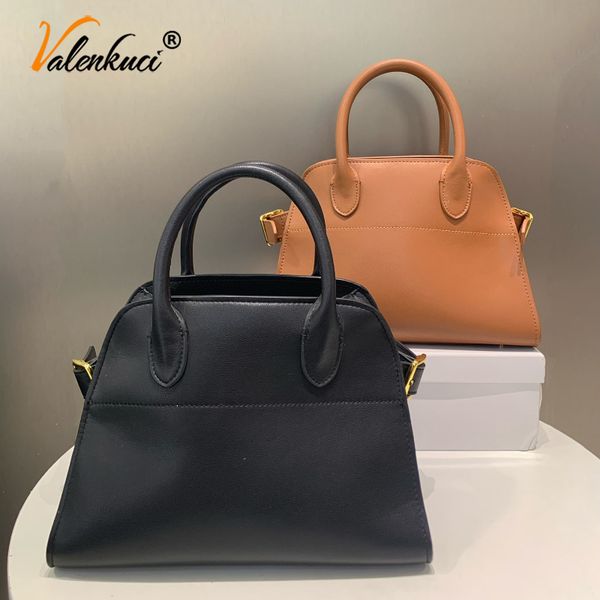 

The R European and American Fashion Top Layer Cowhide Margaux 10 Capacity Tote BagReal Leather Designer Handbag High Quality Large Casual Retro Tote 305-6, Grey