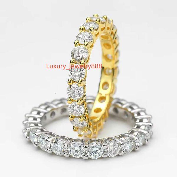 

Cluster Gra Certified Moissanite Dia Ring Sterg Sliver Iced Out Hip Hop Tennis Eternity Band Cuban k Fine Jewelry