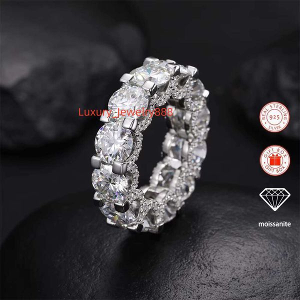 

2ct 8.0mm Main Stone Inlaid Moissanite for Men Gold-Plated S Sterg Sier Ring Hiphop Style Rings