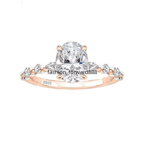 

NATUNA 1CT D Color VVS1 Mossanite Jewelry Silver Oval Main Stone Emerald Cut Moissanite Engagement Women's Ring