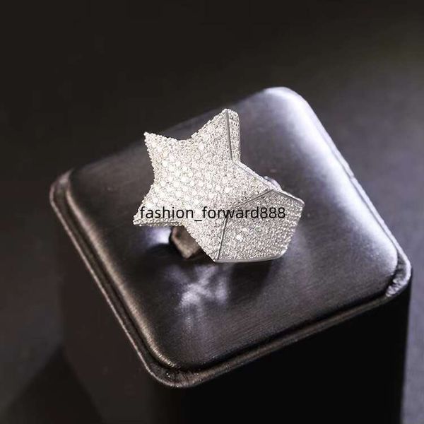 

Ready to Ship Hiphop Star Fine Jewelry Iced Out Gold Plated S Sier VVS Moissanite Dia Cross Ring for Men Women