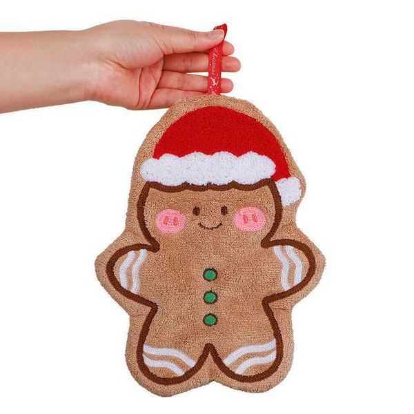 Cute Christmas Cleaning Towel Coral Velvet Hand Towel Snowman Bathroom Hanging Absorbent Dishcloth Soft Cleaning Cloth Rag S25116{category}