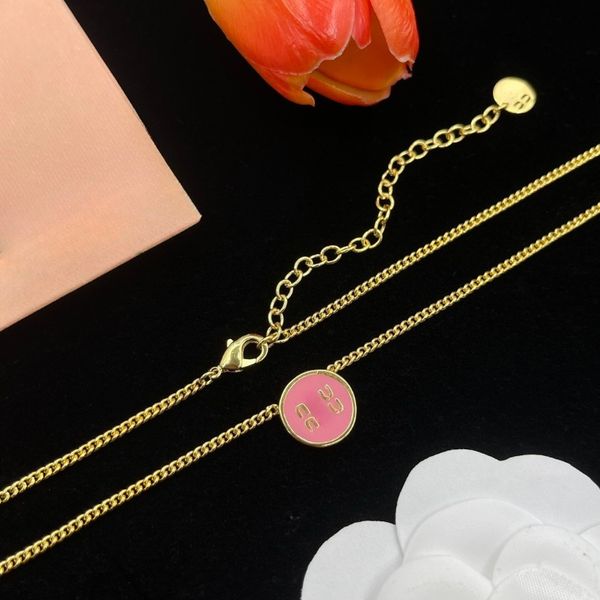 

Designer Necklace for Women Luxury Classic Necklace Simple Round Enamel Letter Pendant Necklace 18K Gold 925 Silver Plated High Quality Jewelry