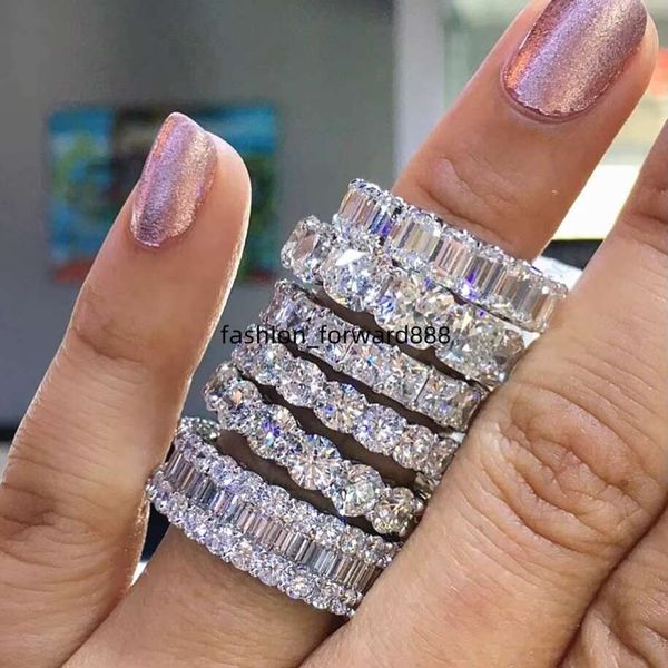 

SR167 Women's Jewelry Cube Zircon Wedding Pure Silver Tennis Ring