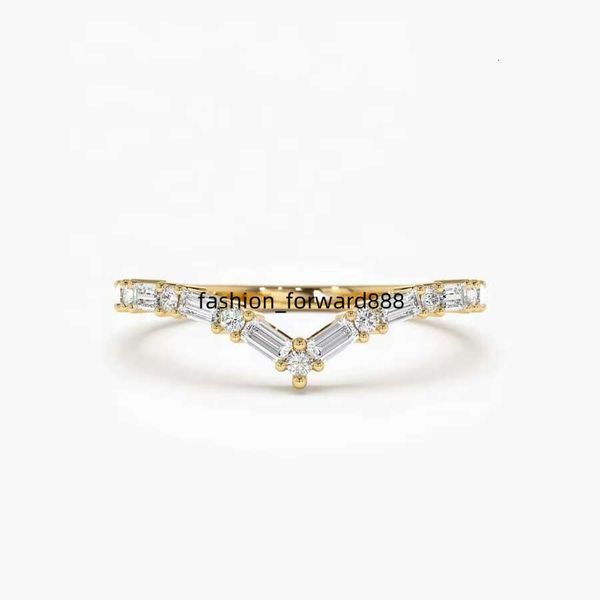 

LOZRUNVE Silver 14k Gold Stick Eternal Chevron Ring Stacking