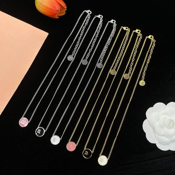 

Women's Necklace Designer Letter Pendant Necklace Simple Round Enamel Necklace 18K Gold 925 Silver Plated High Quality Jewelry Accessory Gift