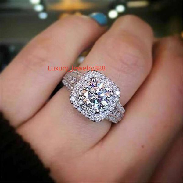 

Zircon Women's Square Anillos Jewelry Ring Silver Bizuteria Wedding White