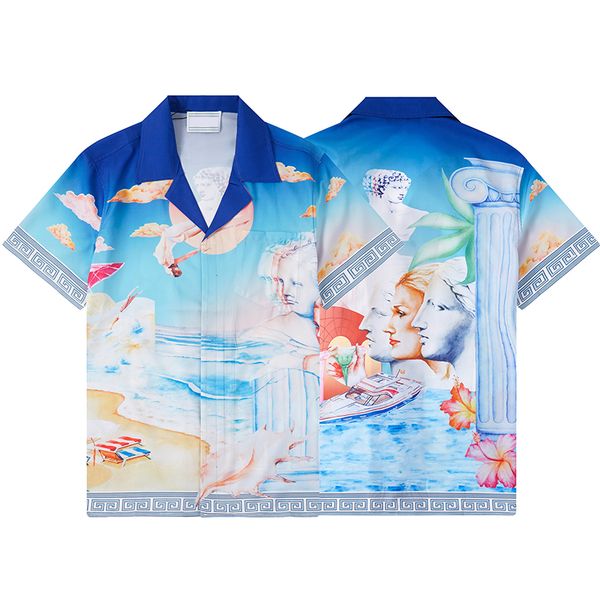 

Mens Casual Shirts Designer TShirts Button Beach Shirt Cool Breathable Fashion Short-sleeved Polo Shirt Summer M  XL 2XL 3XL, C9