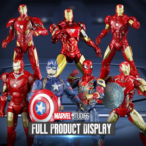 Marvel Avengers Mystery Blind Box Action Figure Set with Iron Man MK3/Captain America/Spider-Man Collectible Toy with Display Stand Bulk Wholesale Superhero Gift