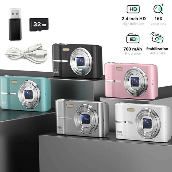 4K Digital Camera 50MP 16X Student Outdoor Anti-Shake Video Flash Recorder Small CameraW251107
