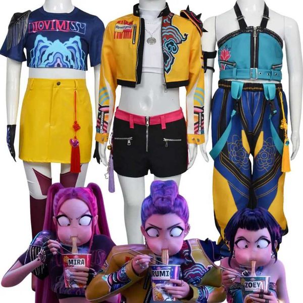 Kpop Demon Hunters Rumi Zoey Mira Cosplay Kids Child Girls Costume Huntrix Group Idol Roleplay Outfits Halloween Carnival Suit W251107