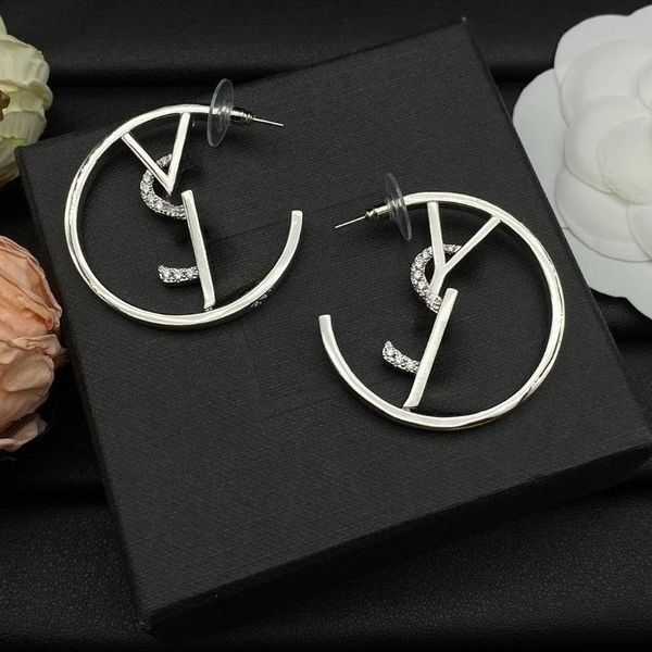 

Designer Hoop Earrings Large Hoop Luxurious Diamond Letter Earrings for Women Classic Brands Gold and Silver Plated High-quality Jewelry Gift