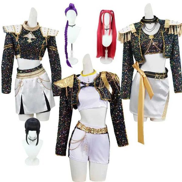 New Halloween Cosplay Kpop Demon Hunters Zoey Rumi Mira Cosplay Costume Wig For Women and Child Uniform Roleplay Halloween Carni W251107
