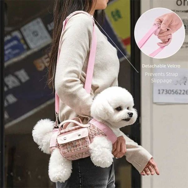 Stylish Dog Horizontal Backpack Elegant with Leash Handle Pet Traction Backpack Edge-wrapped Breathable Cat Carrier BagW251107