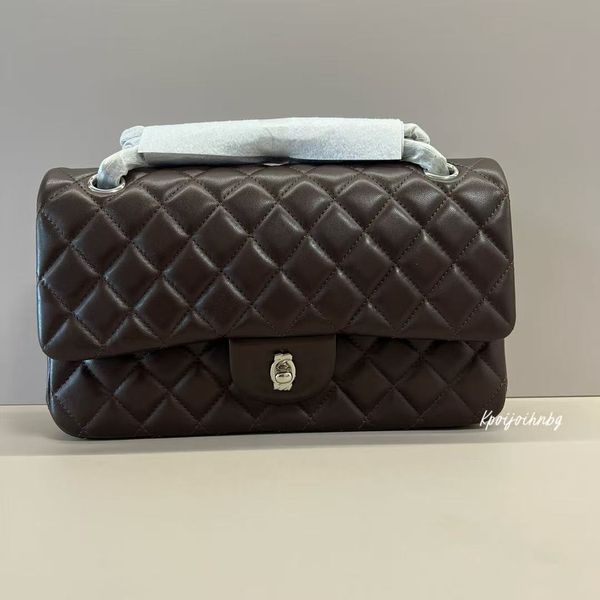 

10A Designer Classic flip top High quality sheepskin made with metal chain style shoulder CF handbag Fashionable crossbody bag Gift packaging box, Size 25.5cm