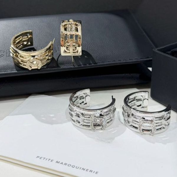 

Classic Letter Charm Earring Designer Diamond Ear Studs Brand for Women Female Party Wedding Jewelry Gift With Box