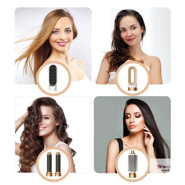 

Super Styler 5In1 High-Speed Iron Hot Air Comb Set Straightening Brush Dryer Wrap Auto Curg Hair DryerXJ241017, Brown leather case