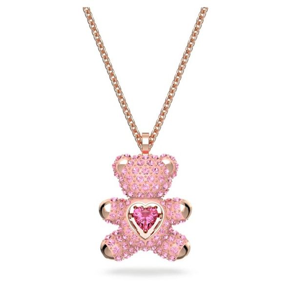 

2025 Simple Routine Originality Design Eco-friendly Metal Colorproof And Waterproof Necklace Pink Cute Bear Pendant Jewelry Girl Student Gift