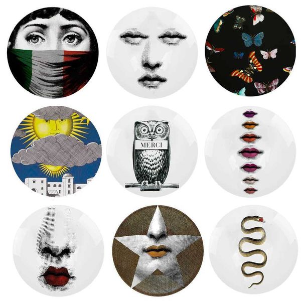 Lanjia- European Vintage Lady Face Red Lips Decorative Panel Morden Ceramic Painting Plate Creative Wall Mounted X250408 2Cf0f