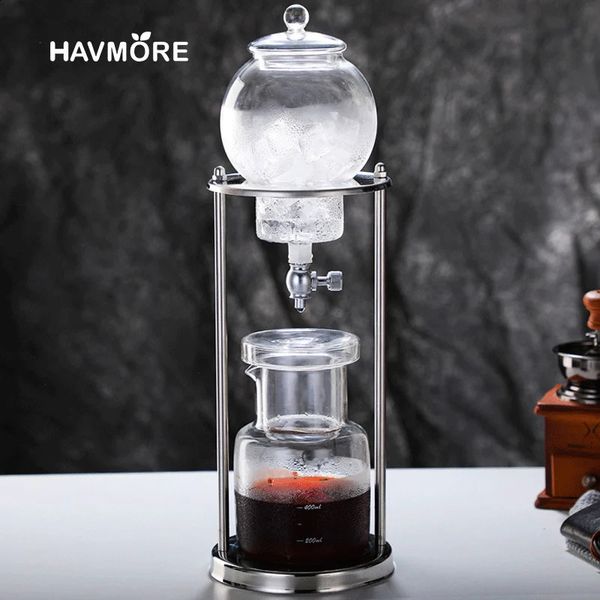 600ml Classic Cold Brew Ice Maker Espresso Coffee Drip Pot With Stainless Steel Frame Ice Drip Coffee Maker 250408