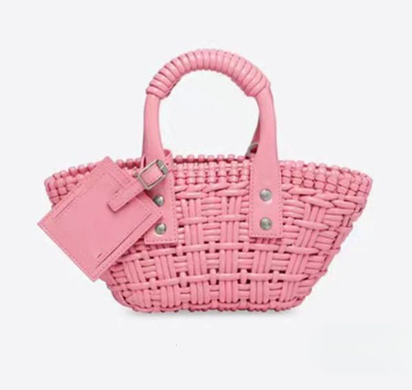 

Mirror 2025 Women's Fashion Tavern Microfiber Artificial Leather Handbag Wallet Trendy CHAOBK Handmade Weaving Bag Beach Mini Vegetable Basket, Hot pink