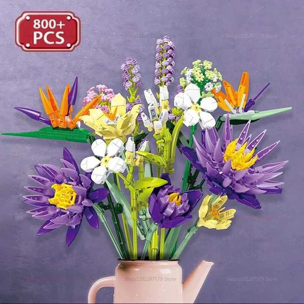 891PCS Tropical Flower Bouquet Building Blocks Set DIY Floral Arrangement Home Decor With Vibrant Botanical Bricks For Creative C251108