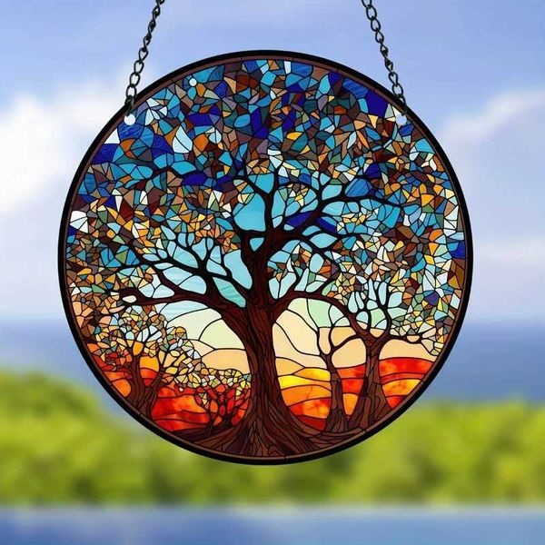 1 Life Tree Sun Catcher Colorful Window Wall Hanging Decoration Birthday Gift for Mom Grandma Teacher Friend X250408