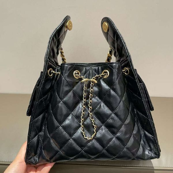 

Designer Shoulder Bags Drawstring Chain Hobo 25C Bucket Bag with 2 Pocke Denim Blue Handbags Totes, Deep blue