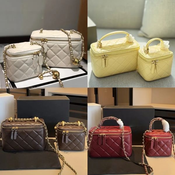 

Designer 458 Mirror Cosmetic Bags With Chain Strap Crossbody High Quality Leather Womens Make Up Small Handbag Mini Makeup Bag Vanity Case, 2#white