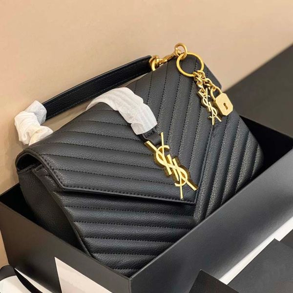 

Designer Bag Luxury Shoulder Bag Black Handbag Seam Versatile Classic Leather Chain Crossarm Bill of Lading Shoulder Bag Medium Women's Black Sandwich Zipper Bag, Color25