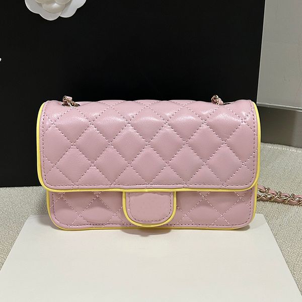 

25p Panda Bag Designer Women Shoulder Bag Leather Lattice Black Hardware Metal Twistlock Matelasse Chain Hand Crossbody Bag Double Color Makeup Bag Dinner Bags 20cm, Yellow