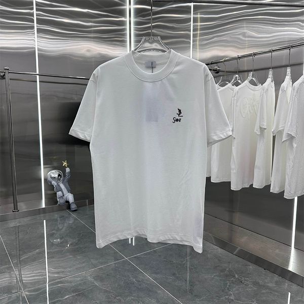 

Men's T-Shirts Designer Embroidered letter casual versatile T-shirt for couples simple and versatile, Black