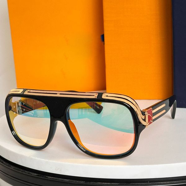

25ss Designer Pilot SUNGLASSES Gentleman Large Gradient Color Lenses UV400 Eyewear Top Metal Letter Flower Inlay Summer Driving Glasses With Box