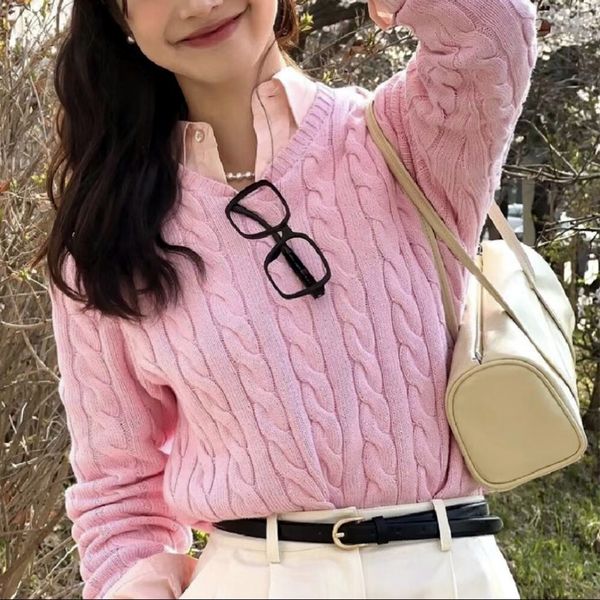

Women Knits Tops Soft Cotton Knit Cardigan Designer Sweet Style Embroidered Pink Sky Blue Asian Size Slim Fit Spring Daily Wear, K6-yellow