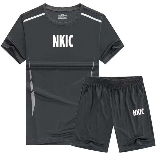 

Summer Men's Fitness Men's Casual Brand Sportswear Suit Quick Drying Sports Suit Short Sleeve White Black T-Shirt Shorts 2 Piece Set