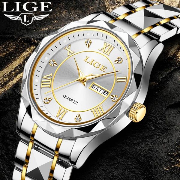 

LIGE Men's Quartz Watch Men's Classic Traditional Watch Stainless Steel strap Men's Casual Waterproof Watch Youth Fashion Watch Student Quarzuhr, Black