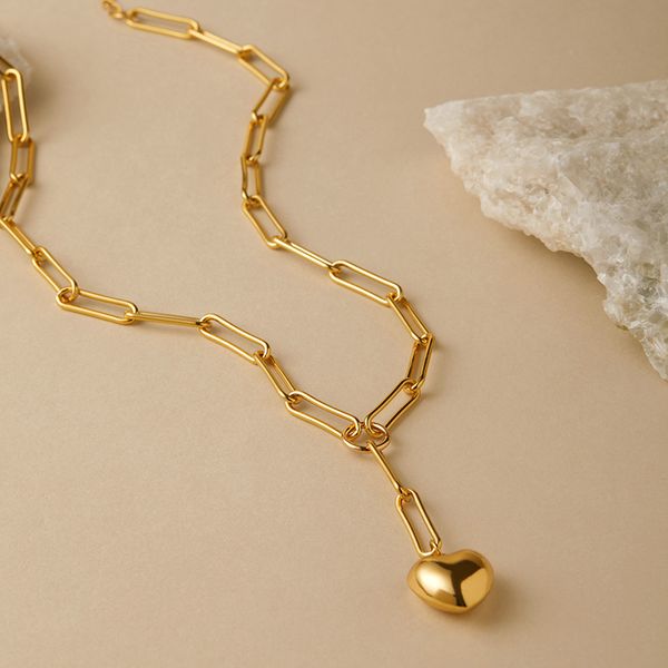 

Colored copper plated 18K real gold chain bar, long collarbone chain, minimalist style, circular fashion necklace