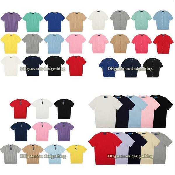 

Women Designer Knit T-Shirt Cute Sweet Style Slim Fit Short Sleeve Top Soft Breathable Stretchy Cotton Knitwear Pony Embroidery Classic Style Asian Size Daily Wear, Beige