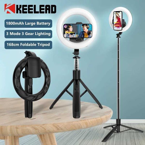 Selfie stick with 8-inch ring light 1680mm foldable tripod wireless Bluetooth charging light suitable for iOS and Android smartphones X250409