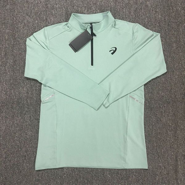 

Men's T-Shirts Designer Stand up collar zipper quick drying long sleeved breathable fitness top Running Athletics, A2