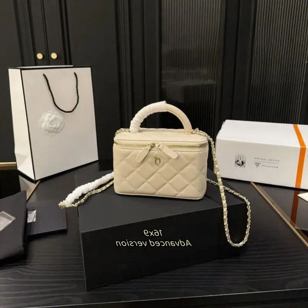 

18 Deigner Makeup Crossbody Handbag Chain Cosmetic Bags Pouch Hobo Box Bag Women's Handle Cases Shoulder Totes 10 16 18Cm Luxury Leather Toiletry Clucth 7A, Cc-purple 10x7x9