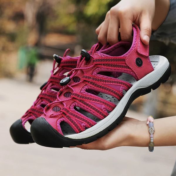 Summer Genuine Leather Womens Sandals Comfortable Sandals 2025 Sneakers Lightweight Outdoor Women Beach Sandals 251107