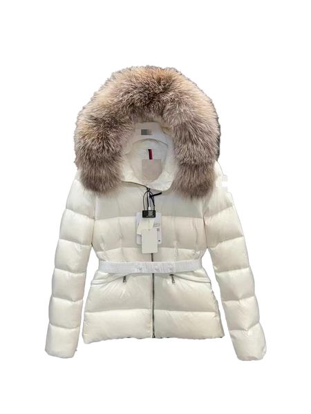 

Womans winter jackets womens designer puffer jacket fur coats real hair collar warm fashion parkas with belt lady coat outerwear short down coat, Coat-4